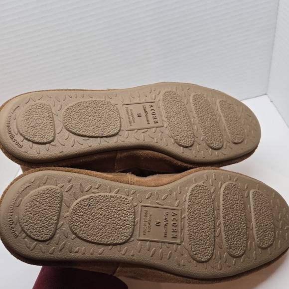 VTG Acorn Slippers Shoes Men\'s 10 Walnut Shearling Loafer Sheepskin Real Fur EUC